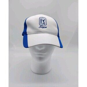 lTPC Sawgrass The Players Golf Hat Blue White Performance Cap Adjustable UPF